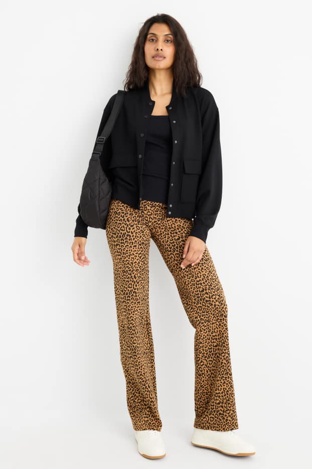 Femei - Colanți - imprimeu de leopard - maro deschis