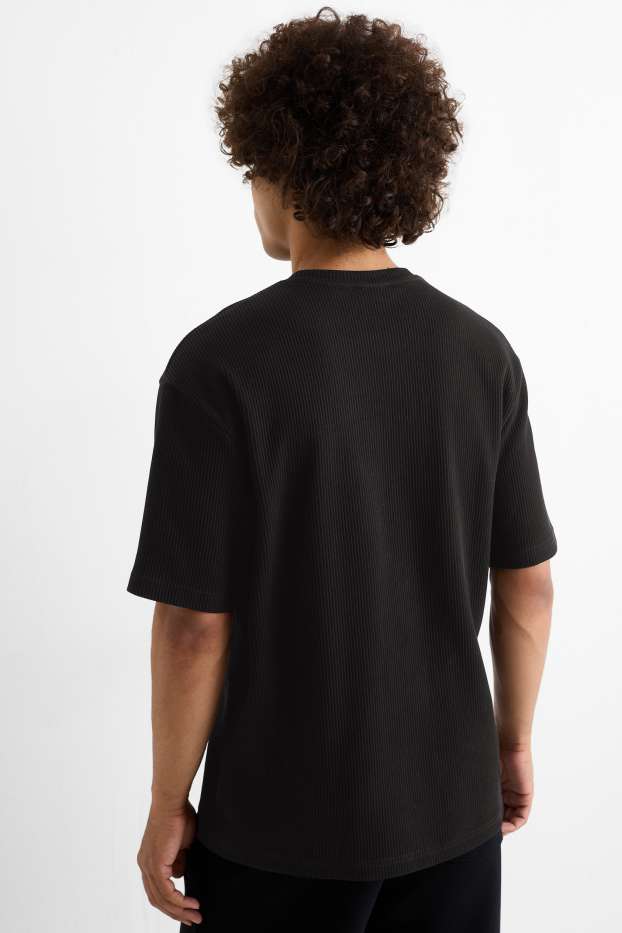 Bărbați - Tricou - relaxed fit - reiat - negru