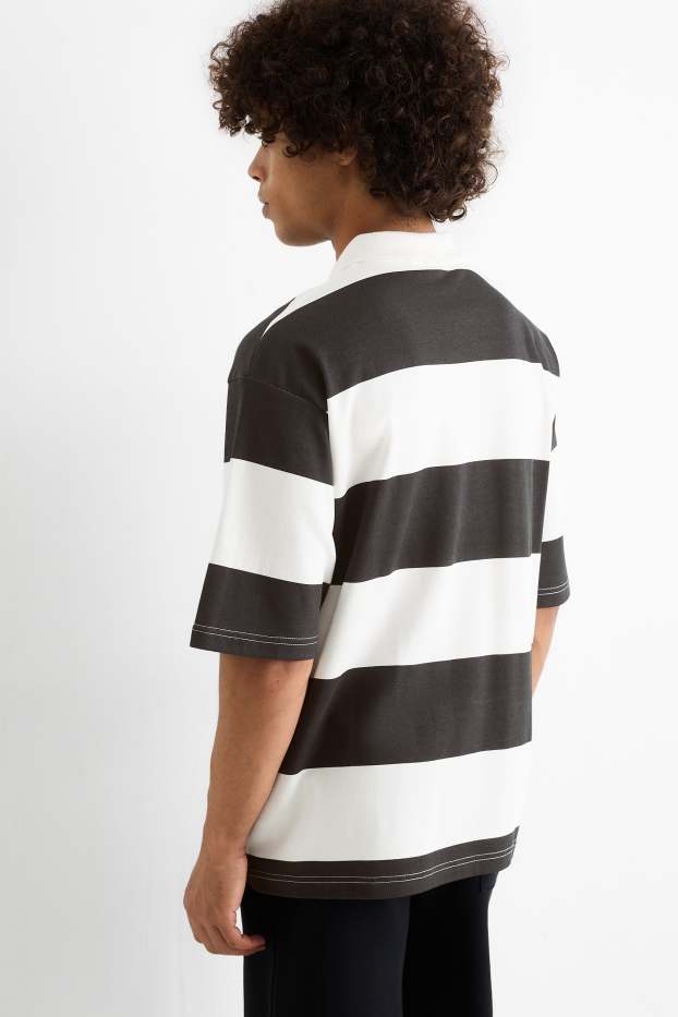 Bărbați - Tricou polo - cu dungi - negru / alb