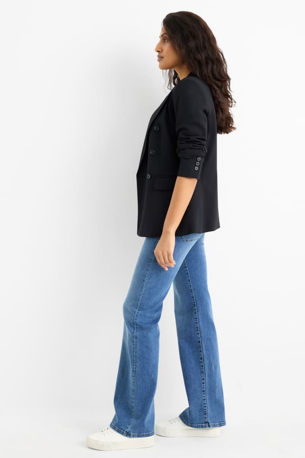 Femei - Flared jeans - talie medie - denim-albastru