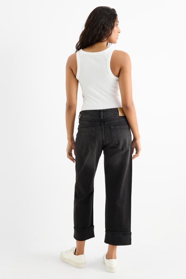 Femei - Boyfriend jeans - talie medie - LYCRA® - denim-gri închis