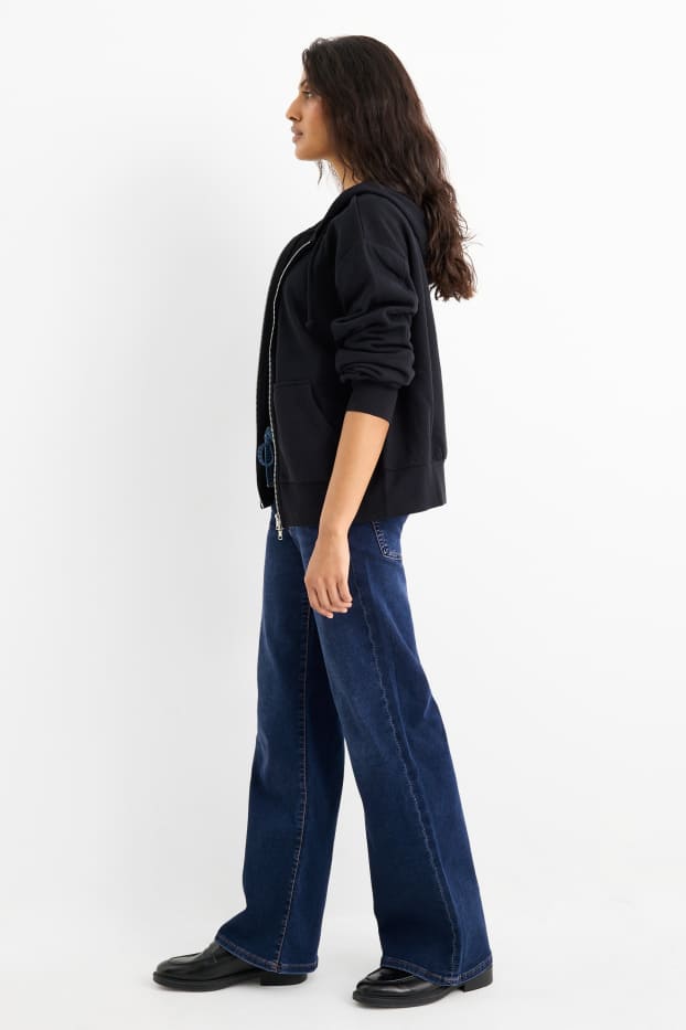 Femei - Wide leg jeans - talie medie - LYCRA® - denim-albastru