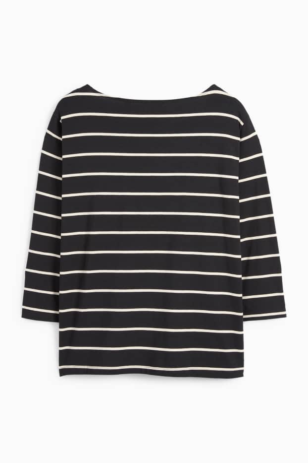Femei - Tricou cu mânecă lungă - cu dungi - negru