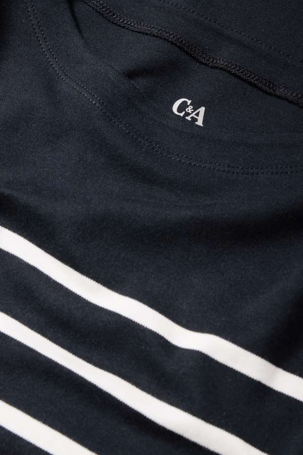 Femei - Tricou cu mânecă lungă - cu dungi - albastru închis
