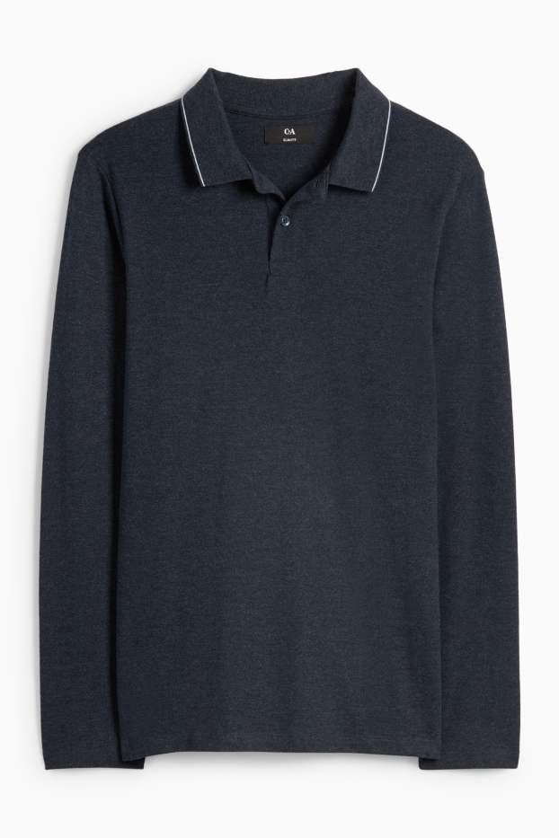 Bărbați - Tricou polo - slim fit - albastru închis