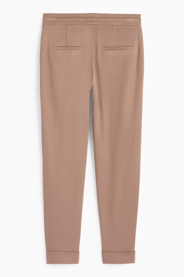 Damen - Jersey-Hose - Mid Waist - Tapered Fit - hellbraun