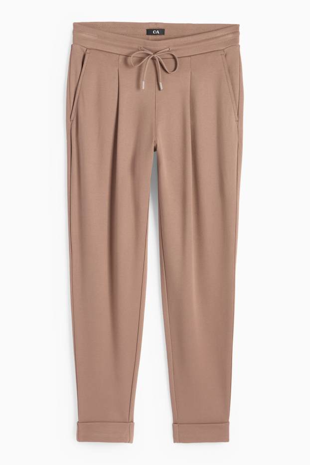 Damen - Jersey-Hose - Mid Waist - Tapered Fit - hellbraun