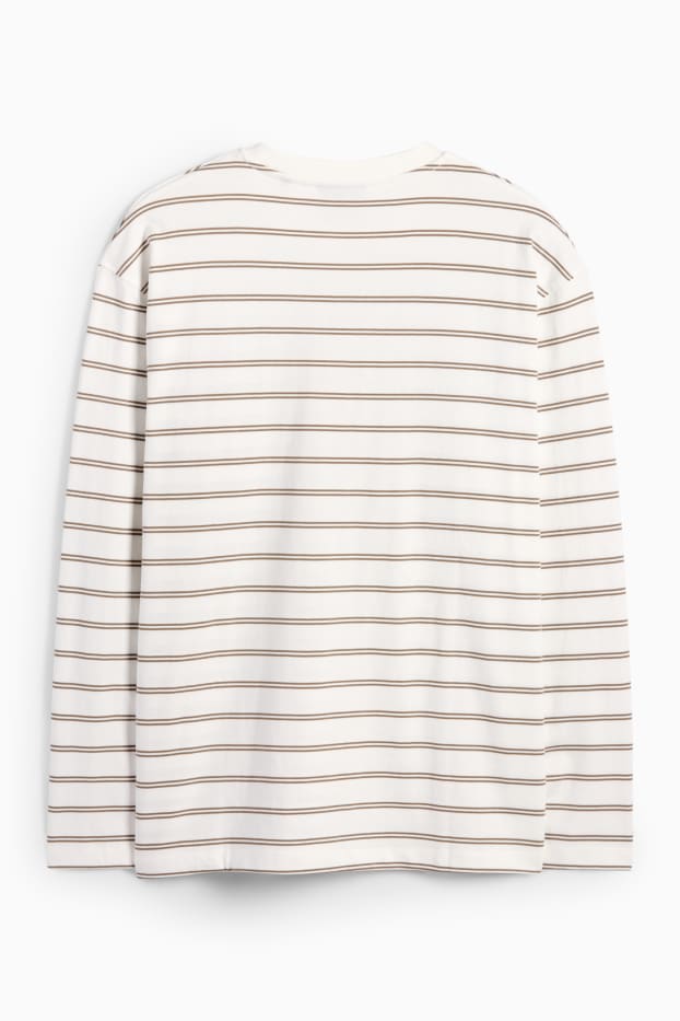 Bărbați - Tricou cu mânecă lungă - cu dungi - alb
