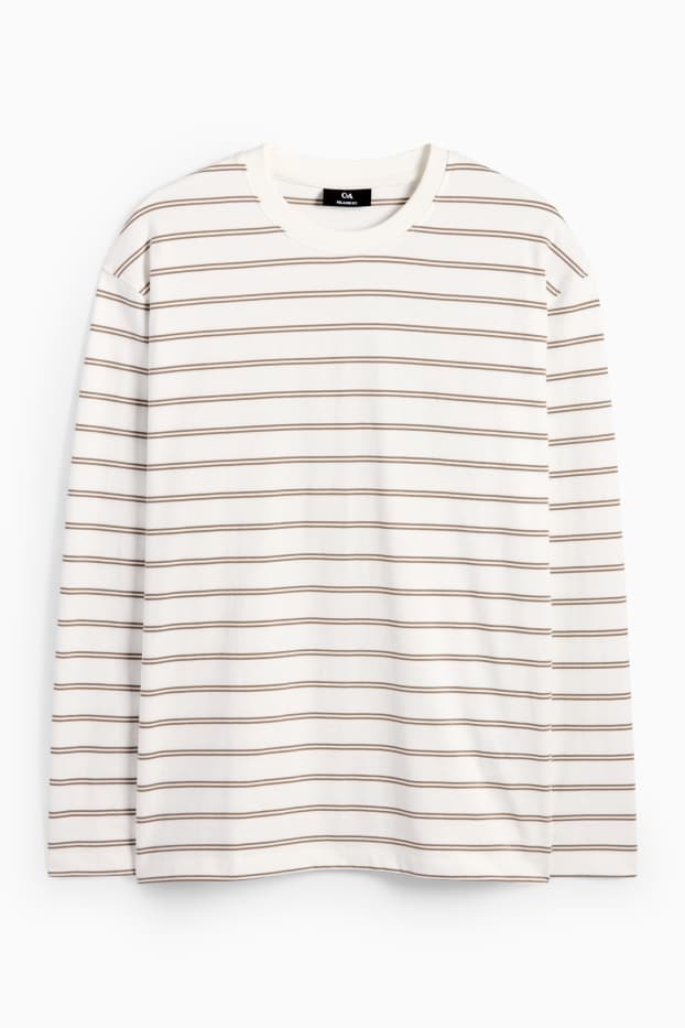 Bărbați - Tricou cu mânecă lungă - cu dungi - alb