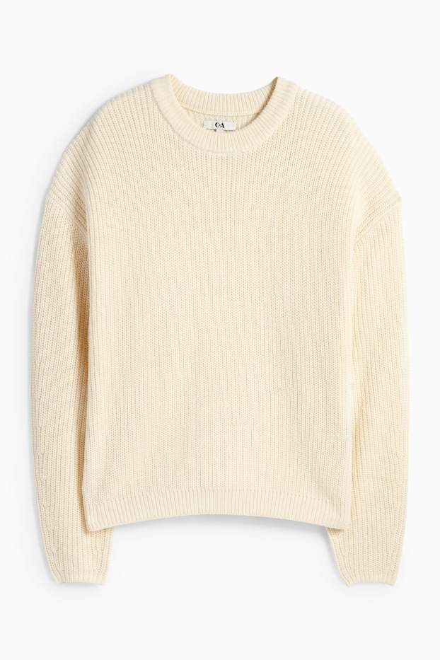Women - Jumper - ribbed - cremewhite