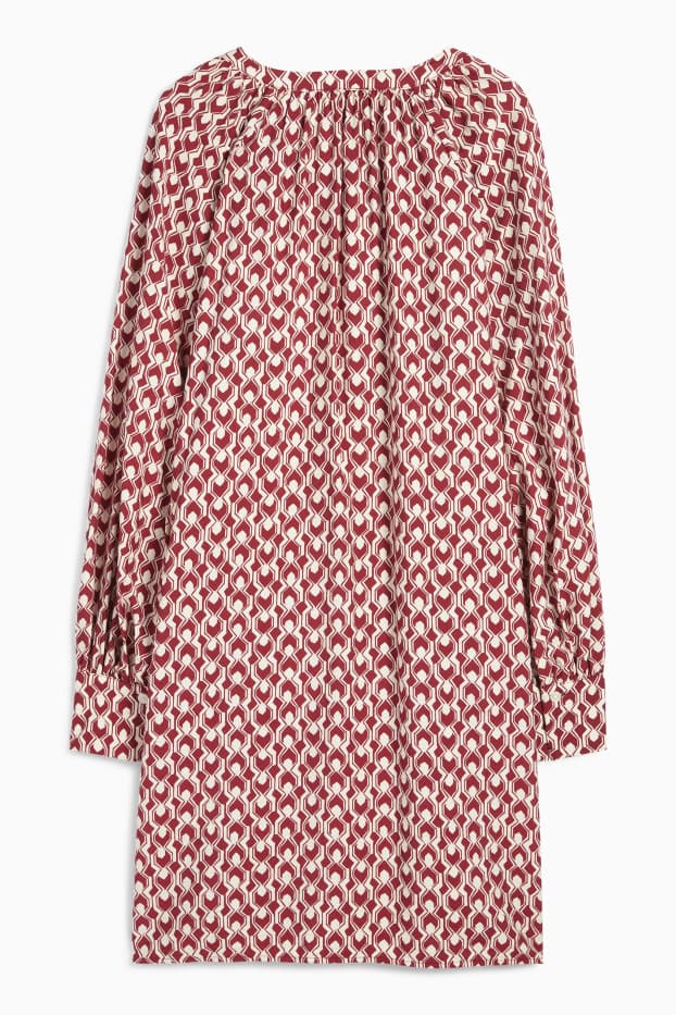 Femei - Rochie în A - cu model - roșu / alb-crem