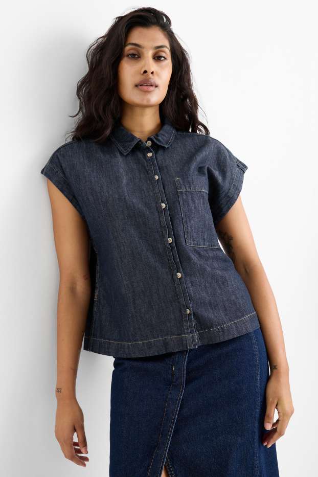 Femei - Bluză fără mâneci din denim - negru