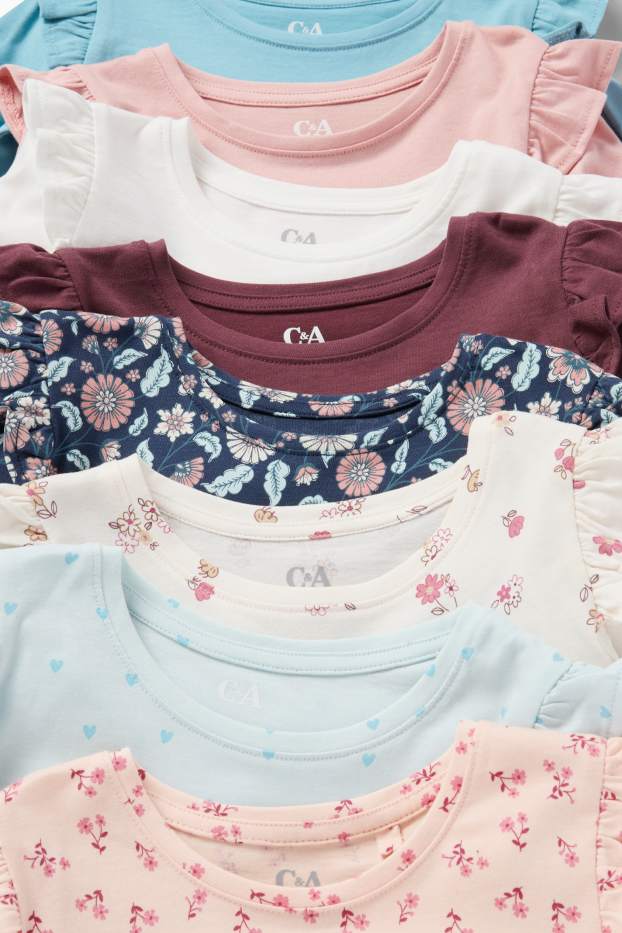 Copii - Fete - Multipack 8 buc. - floare și inimă - tricou cu mânecă lungă - roz