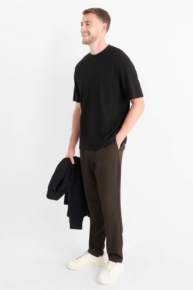Bărbați - Chino - tapered fit - structurat - maro închis