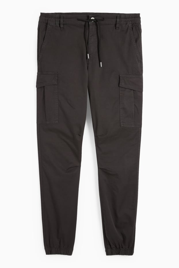 Bărbați - Pantaloni cargo - tapered fit - negru