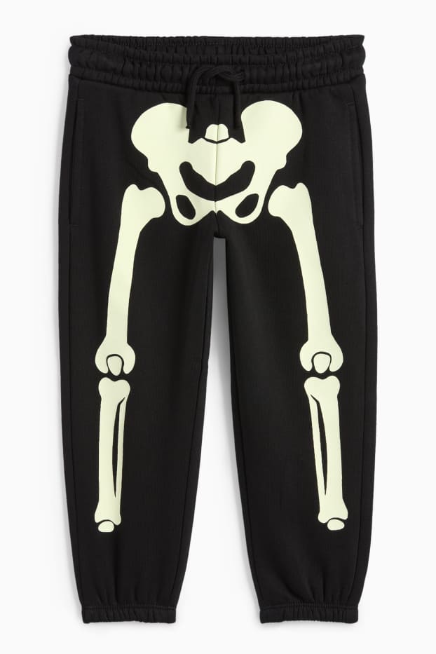 Copii - Băieți - Halloween - schelet - pantaloni de trening - glow in the dark - negru