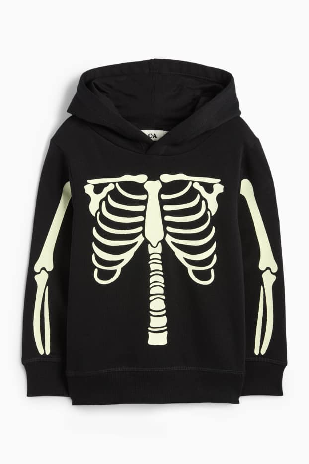 Copii - Băieți - Halloween - schelet - hanorac - glow in the dark - negru