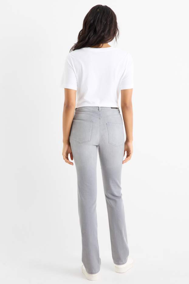 Femei - Straight jeans - talie înaltă - LYCRA® - denim-gri deschis