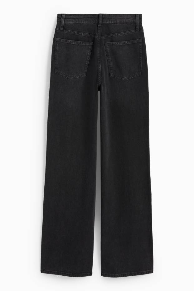 Femei - Wide leg jeans - talie înaltă - negru