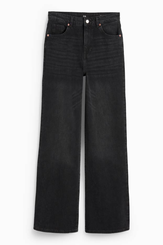 Femei - Wide leg jeans - talie înaltă - negru