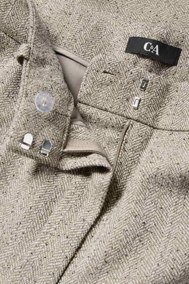 Femei - Pantaloni office - talie medie - relaxed fit - cu model - bej