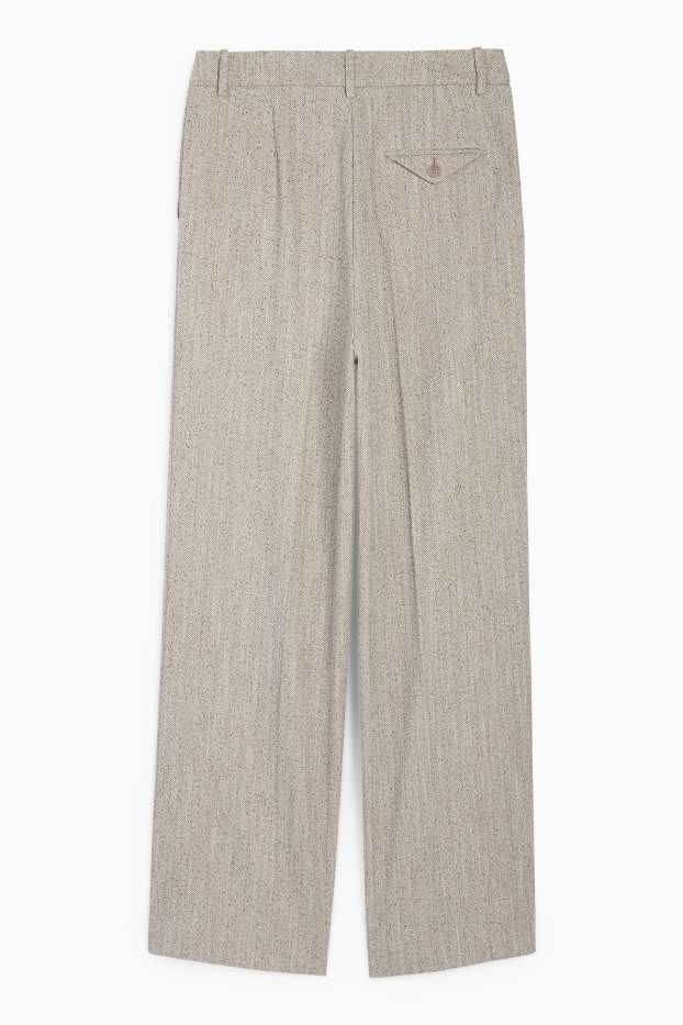 Femei - Pantaloni office - talie medie - relaxed fit - cu model - bej