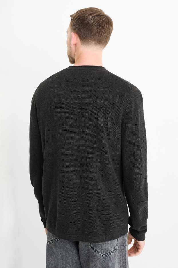 Heren - Trui - met structuur - zwart