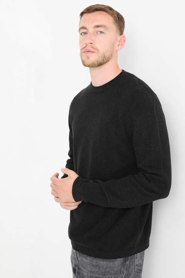 Heren - Trui - met structuur - zwart