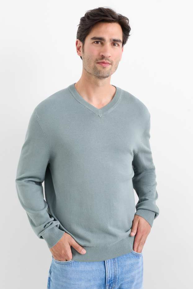Herren - Feinstrick-Pullover - hellgrau