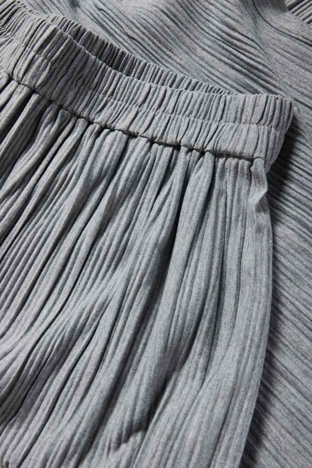 Women - Plissé trousers - high-rise waist - wide leg - gray