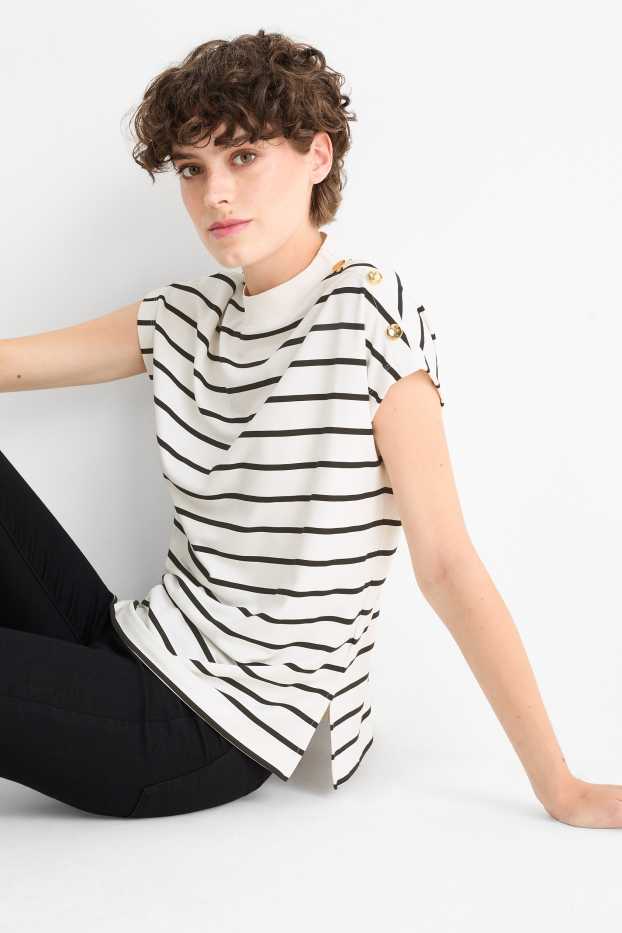 Femei - Tricou - regular fit - cu dungi - alb