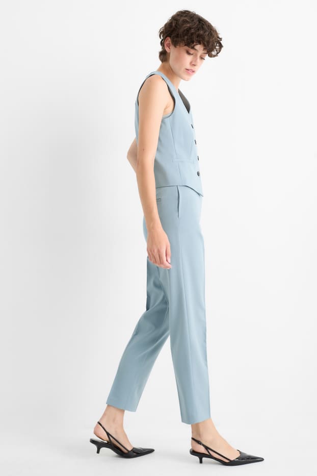 Femei - Pantaloni office - talie medie - slim fit - albastru deschis