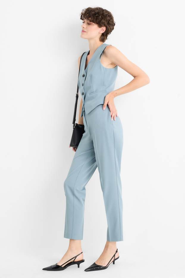 Femei - Pantaloni office - talie medie - slim fit - albastru deschis