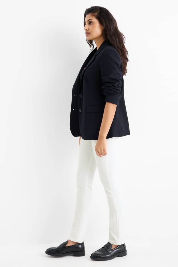 Women - Cloth trousers - high waist - slim fit - white