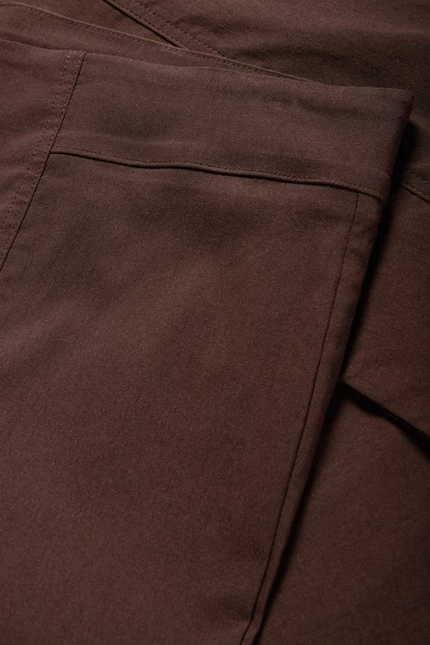 Dona - Pantalons de tela - high waist - straight fit - LYCRA® - marró fosc
