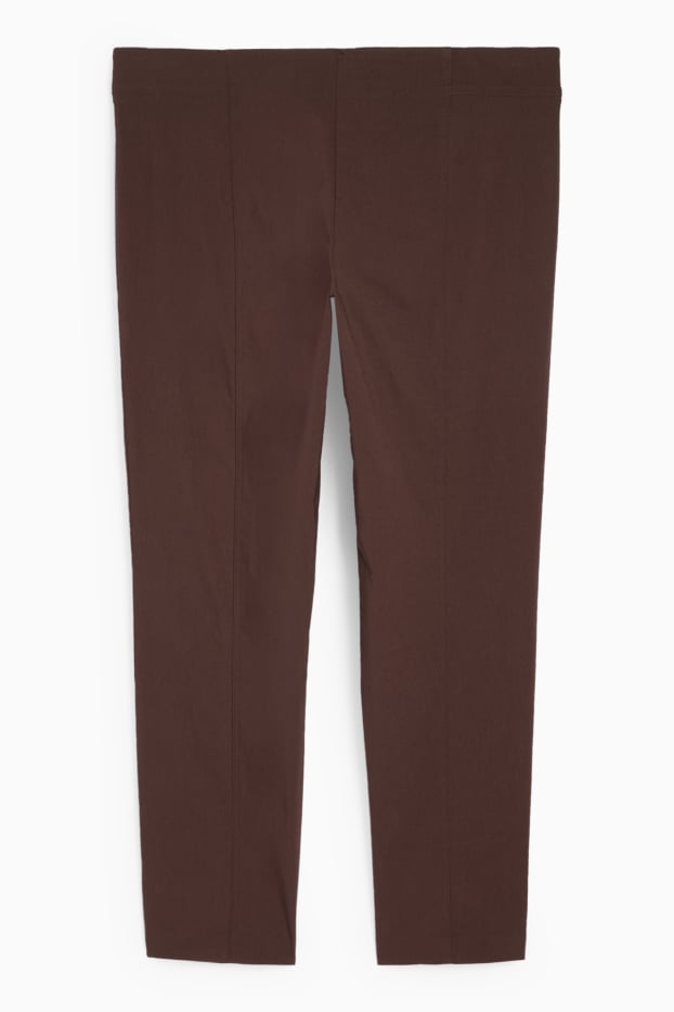 Dona - Pantalons de tela - high waist - straight fit - LYCRA® - marró fosc