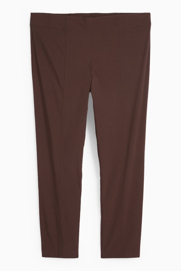 Dona - Pantalons de tela - high waist - straight fit - LYCRA® - marró fosc