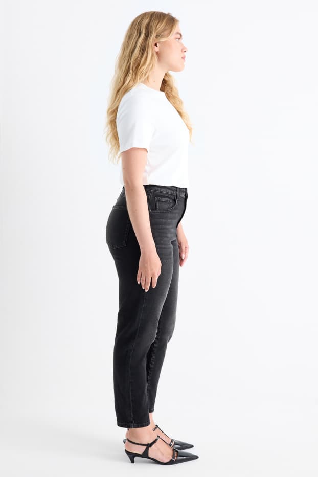 Dámské - Mom jeans - high waist - LYCRA® - džíny - tmavošedé