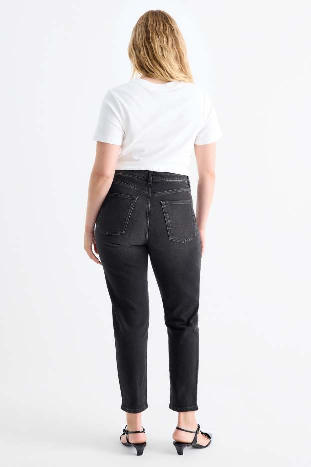 Dámské - Mom jeans - high waist - LYCRA® - džíny - tmavošedé