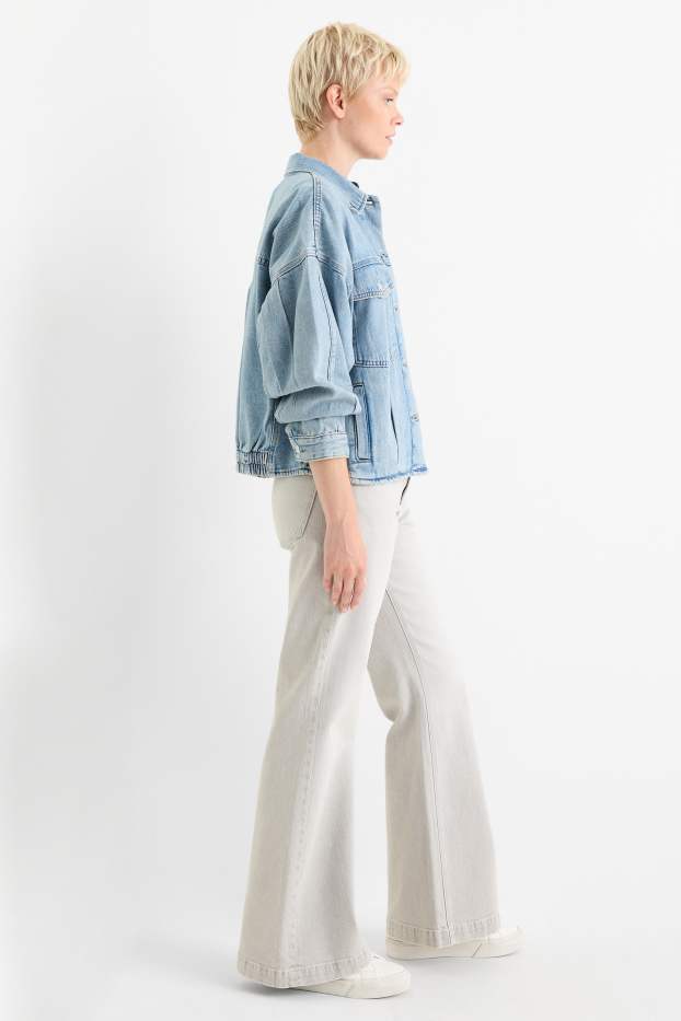 Femei - Loose flared jeans - talie medie - denim-gri deschis