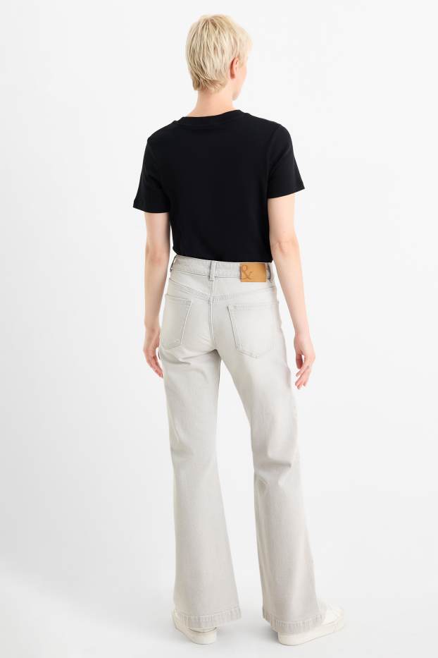 Femei - Loose flared jeans - talie medie - denim-gri deschis