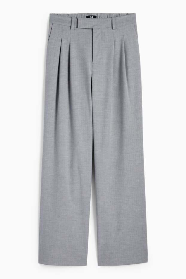 Femei - Pantaloni office - talie medie - relaxed fit - dungi fine - gri