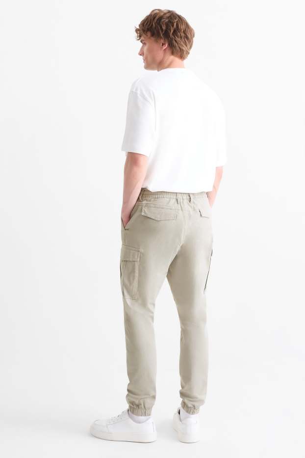 Bărbați - Pantaloni cargo - tapered fit - gri deschis