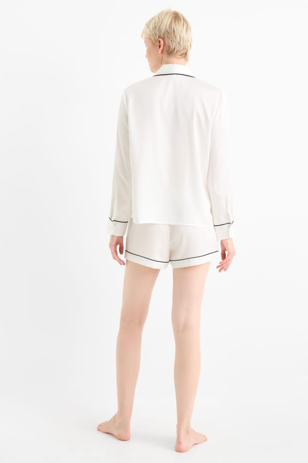 Femei - Pijama din satin - alb-crem