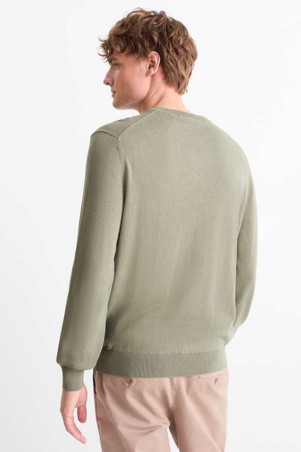 Bărbați - Pulover din tricot fin - verde
