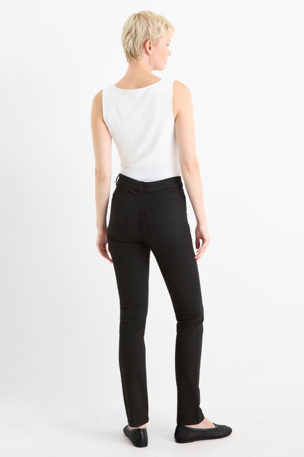 Femei - Pantaloni de stofă - talie înaltă - slim fit - negru