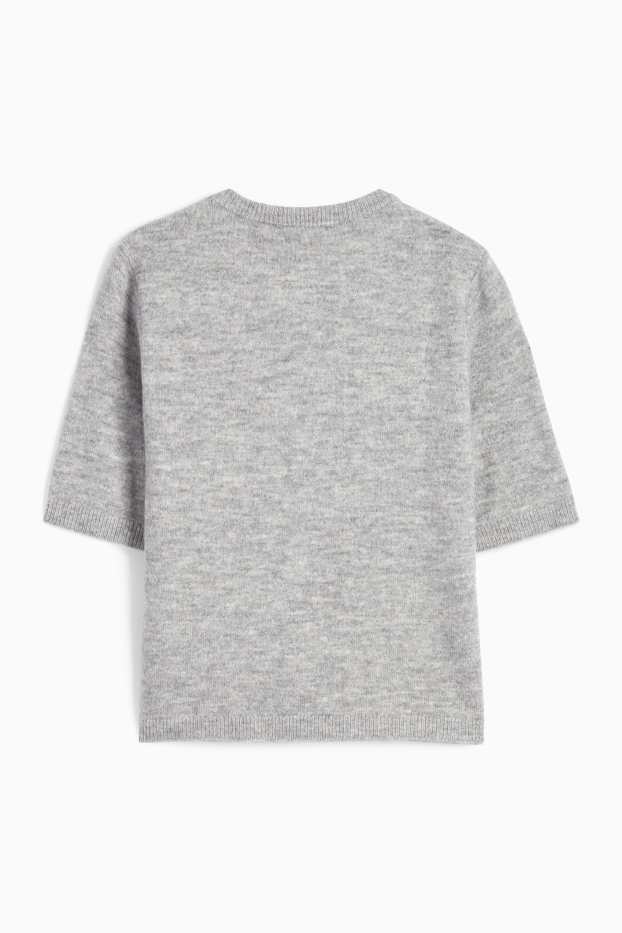 Femei - Cardigan tricotat - gri melanj