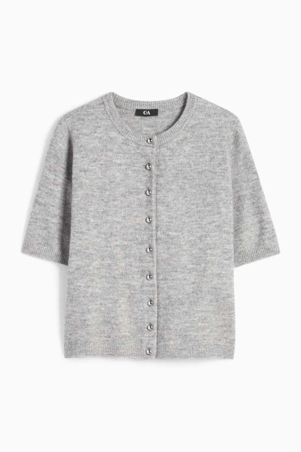 Femei - Cardigan tricotat - gri melanj