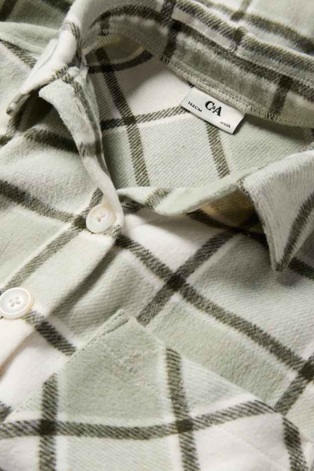 Children Girls - Flannel shirt - check - light green