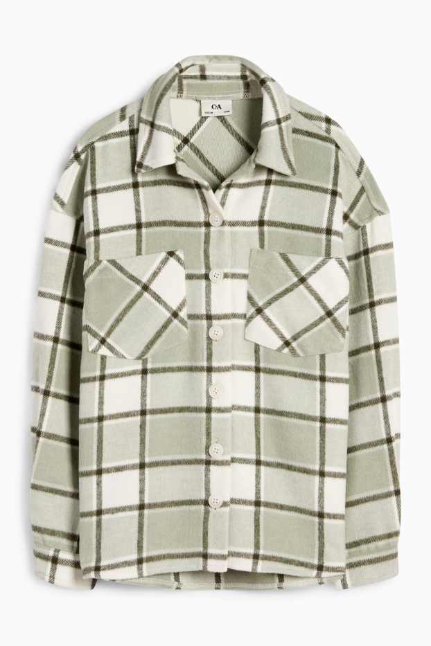 Children Girls - Flannel shirt - check - light green
